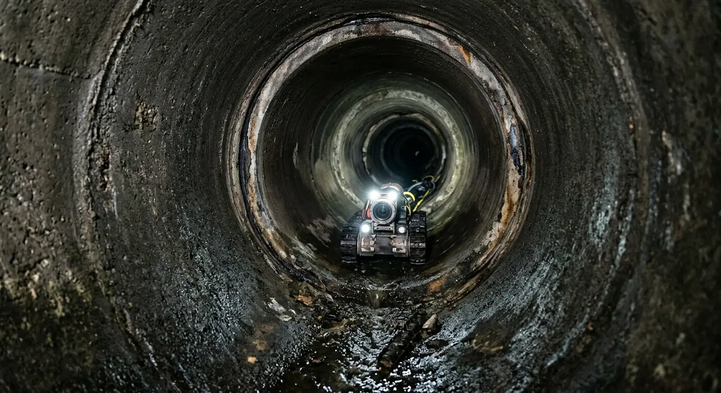Robotic sewer camera inspecting pipe interior for Sewer Line Repair in Montrose-Ghent